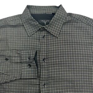 Rag & Bone Matthew Flannel Shirt Mens M Green Plaid Button Front Long Sleeve